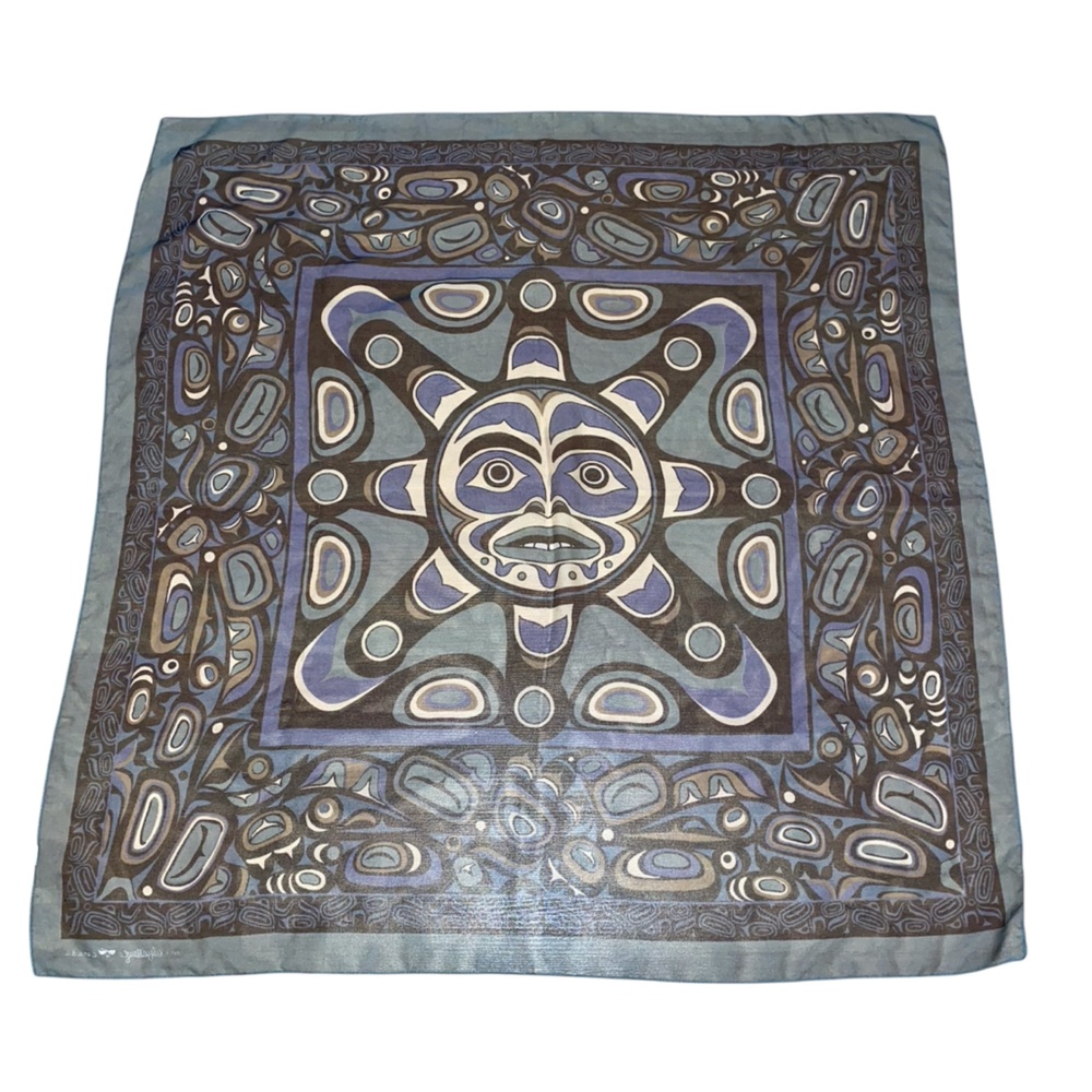Vintage Jocelyne Mange First Nations Sun Scarf Canadian 1997